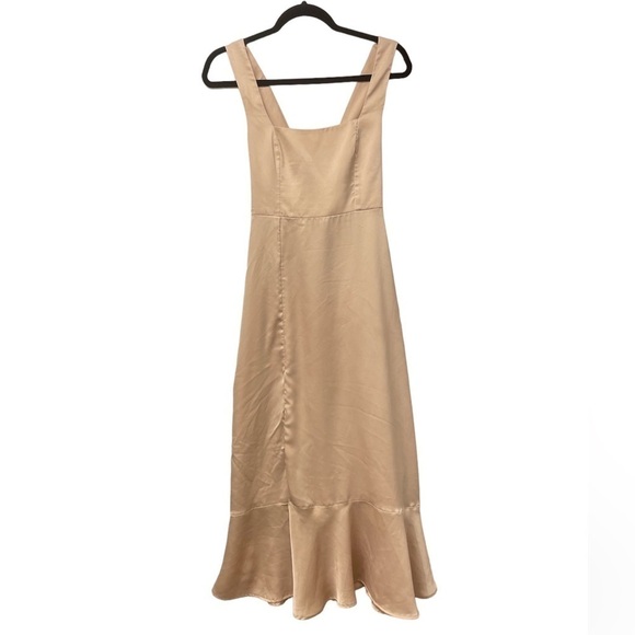 Show Me Your Mumu Claire Midi Dress in Champagne Luxe Satin AS IS - Picture 6 of 12